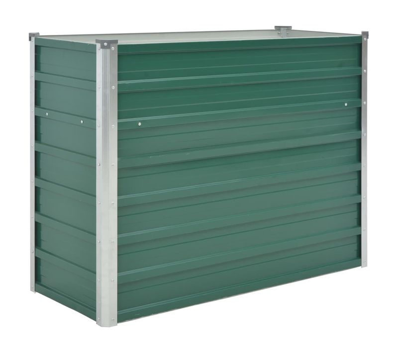 Jardinière Lit Surélevé Plantes Fleurs Jardin Acier Galvanisé 100 X 40 X 77 Cm Vert 0