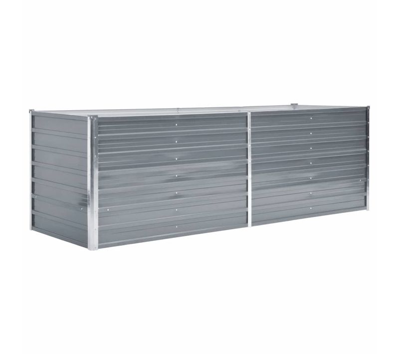 Jardinière Lit Surélevé Plantes Fleurs Jardin Acier Galvanisé 240 X 80 X 77 Cm Gris 0