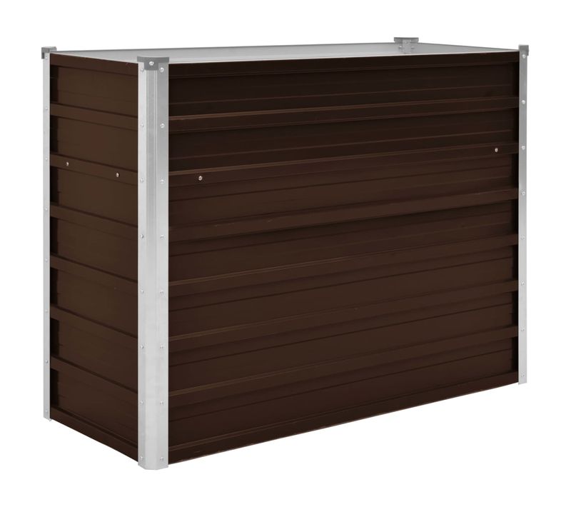Jardinière Lit Surélevé Plantes Fleurs Jardin 100 Cm Acier Galvanisé Marron 02_000121