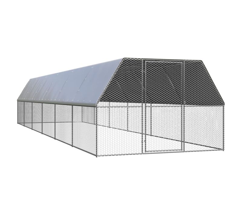 Poulailler D'extérieur 3 X 12 X 2 M Acier Galvanisé Toit En Pe 02_0001693