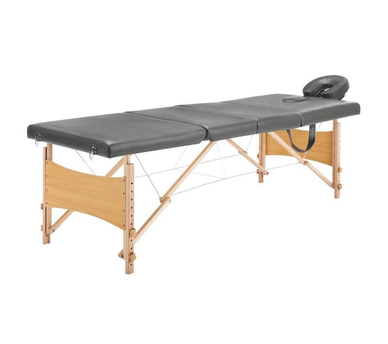 Table De Massage Avec 4 Zones Cadre En Bois Banc De Massage Appuie-tête Accoudoir Rég