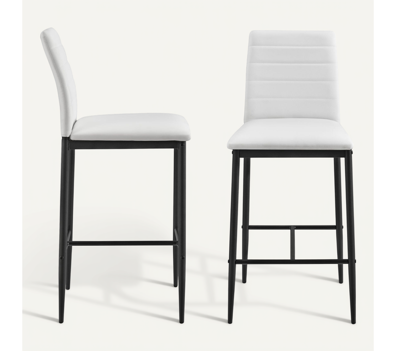 Lot De 2 Tabourets Chaises De Bar Avec Pieds En Acier Et Hauteur 66 Cm Blanc Noir 03_