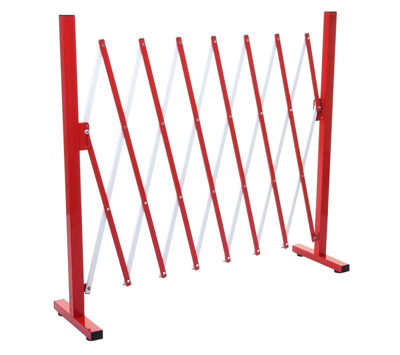 Barrière De Sécurité Treillis à Ciseaux Extensible Aluminium Rouge-blanc Hauteur 103cm Largeur 28-