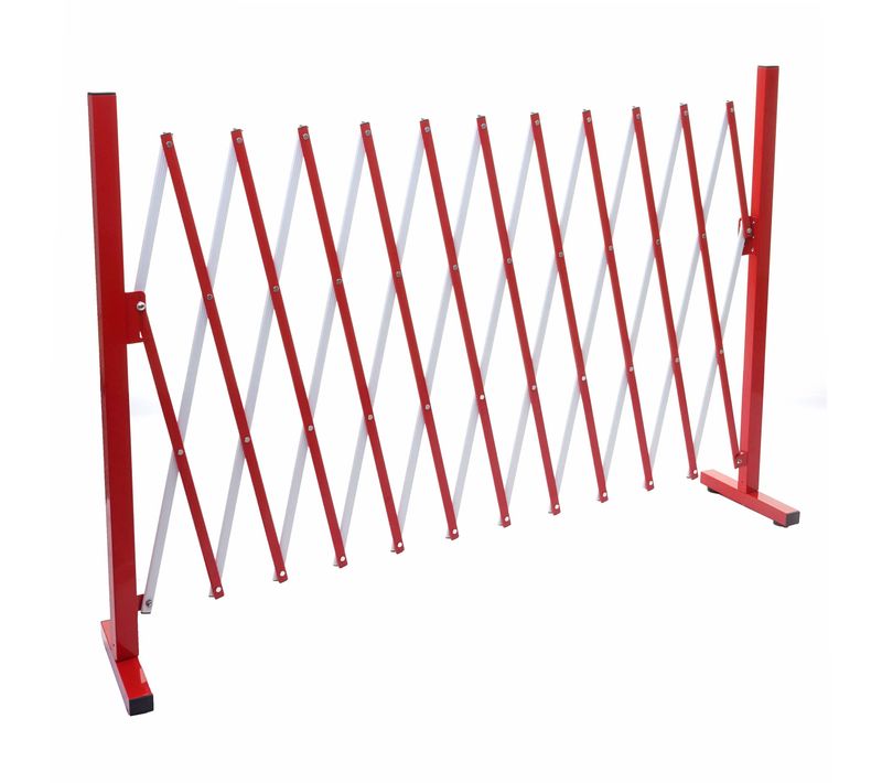 Barrière Treillis à Ciseaux Grille De Protection Des Animaux Extensible Aluminium Rouge-blanc Haut