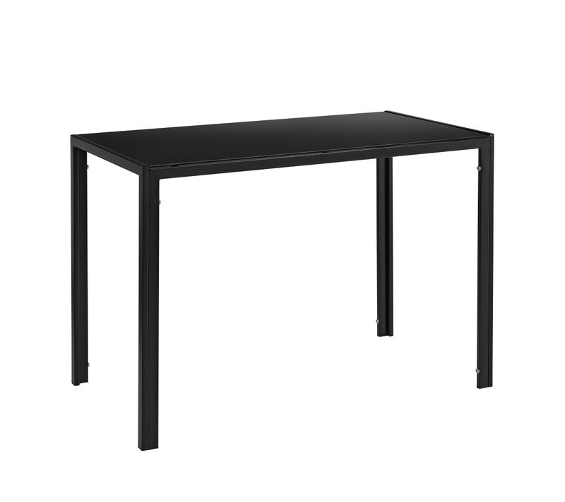 Table De Salle à Manger Cuisine Salon Plateau En Verre Pieds En Acier 105 Cm Noir 03_