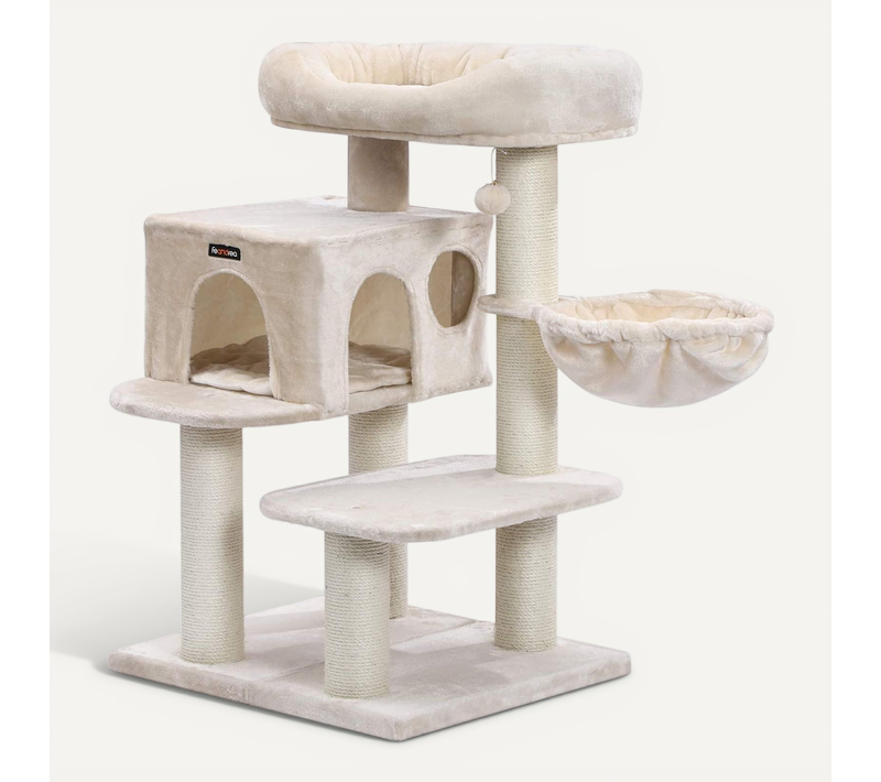 Arbre à Chat Avec Plate Forme D'observation Hamac Grande Grotte Troncs épais En Sisal