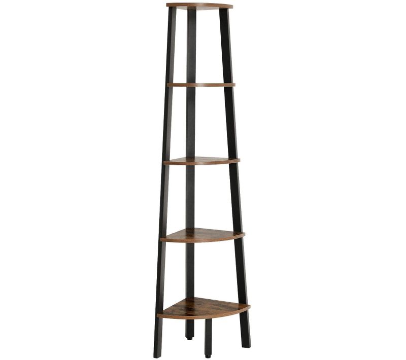 Bibliothèque D'angle Rétro Étagère D'angle Rangement Montage Facile Avec Cadre Métall