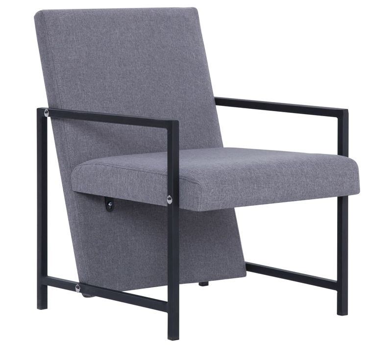 Fauteuil Chaise Siège Lounge Design Club Sofa Salon Avec Pieds En Chrome Gris Clair T