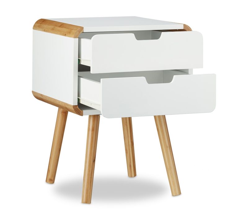Table Chevet 2 Tiroirs Table Console Mdf Blanc 13_0002693