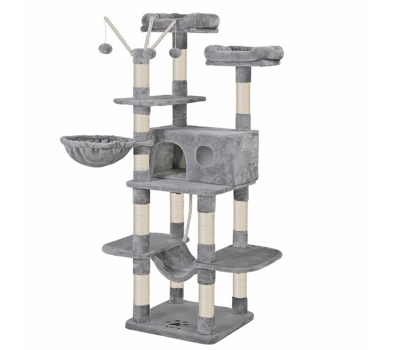 Arbre à Chat XXL Tour De Jeux 164 Cm Gris Clair 12_0001151