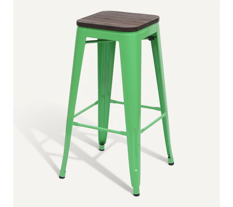 Tabouret De Bar Chaise De Comptoir Siège En Bois Avec Repose-pieds Design Industriel Empilable