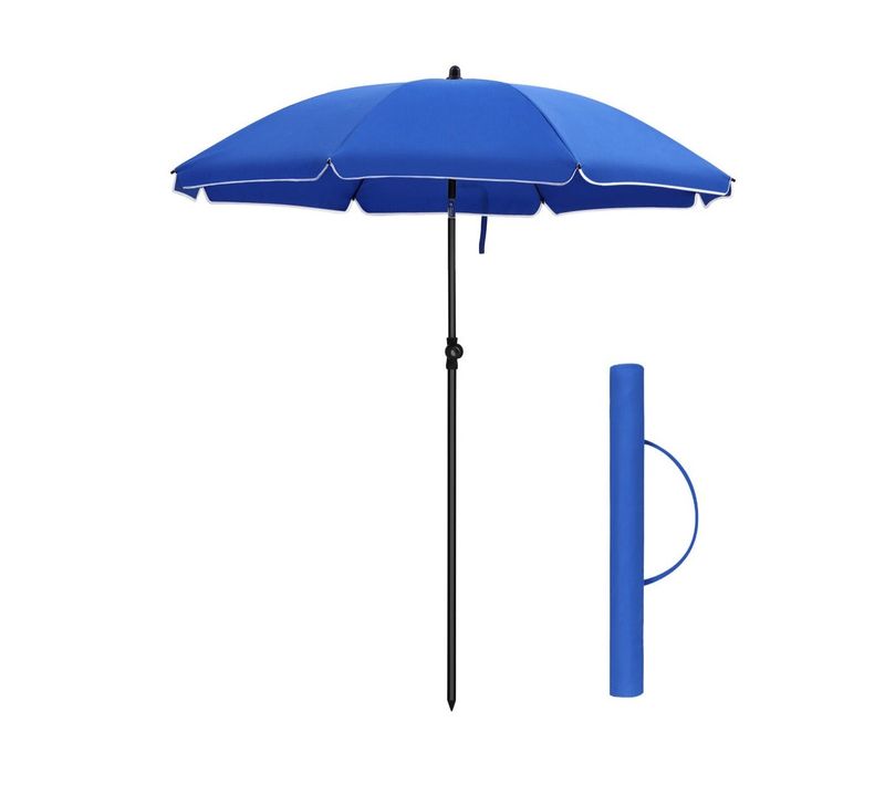 Parasol Droit Diamètre 160 Cm Uv 50+ Nervures En Fibre De Verre Toile Polyester