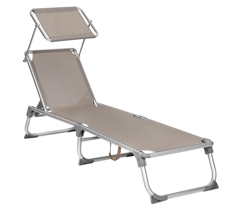 Chaise Longue Bain De Soleil Transat De Relaxation Avec Dossiers Et Parasol Inclinables Pliable