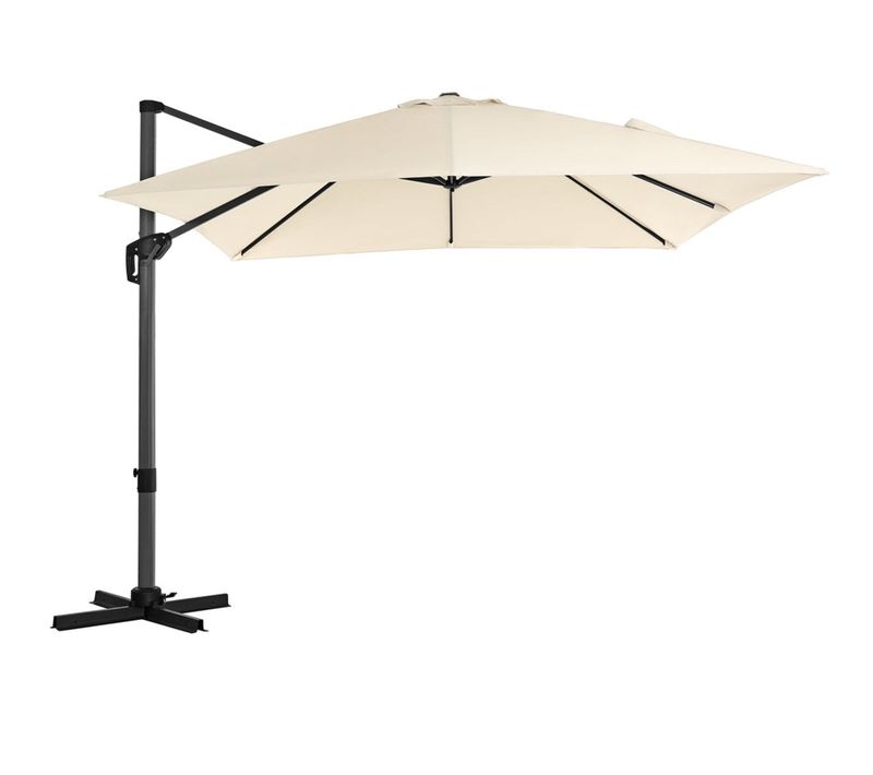 Parasol Décentré De Jardin 3 X 3 M Ombrelle De Terrasse Toile Carrée Protection Solaire Upf 50