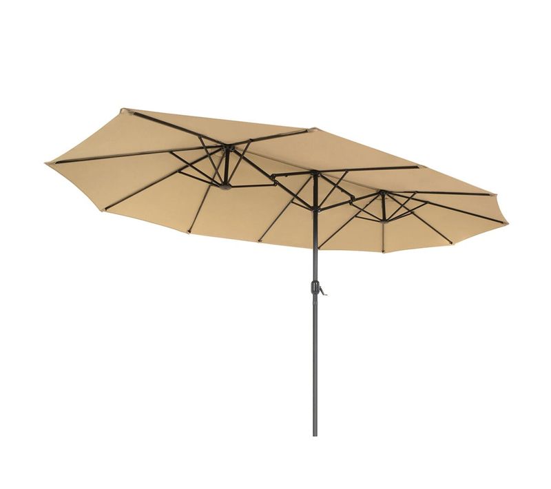 Parasol Double 460 X 270 Cm Ombrelle Extra Large Pour Terrasse Protection Upf 50+ Avec Manivelle