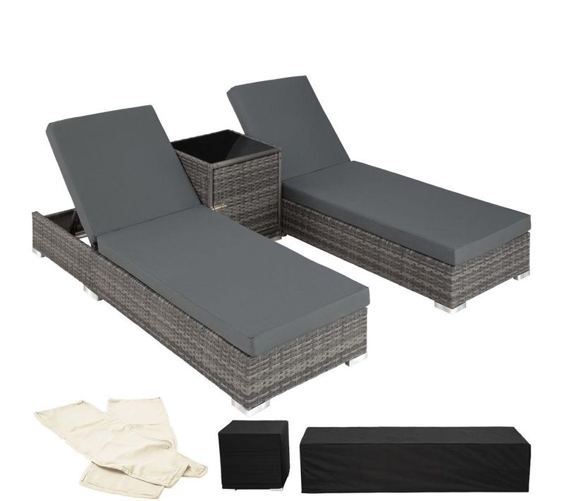 Bain De Soleil Chaise Longue Duo 5 Positions Avec 2 Sets De Housses + Housse De Prote