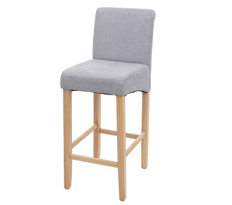 Tabouret De Bar Chaise De Comptoir X1 Avec Repose-pieds Design Classique En Tissu Gris Clair Pieds