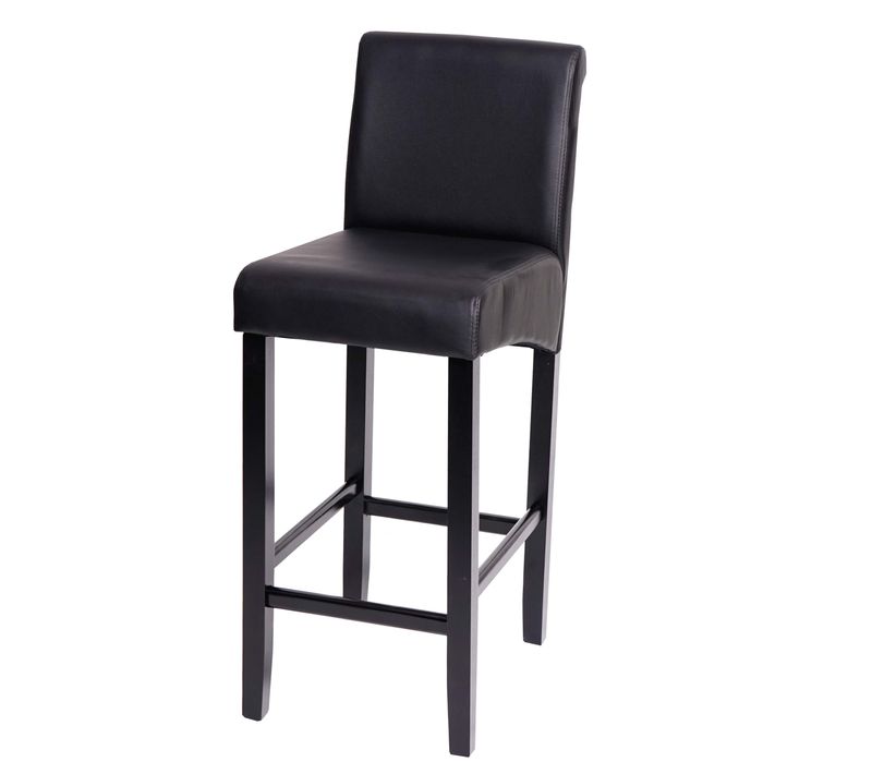 Tabouret De Bar Chaise Haute X1 Design Classique Avec Repose-pieds En Pvc Noir Pieds Foncés 04_000