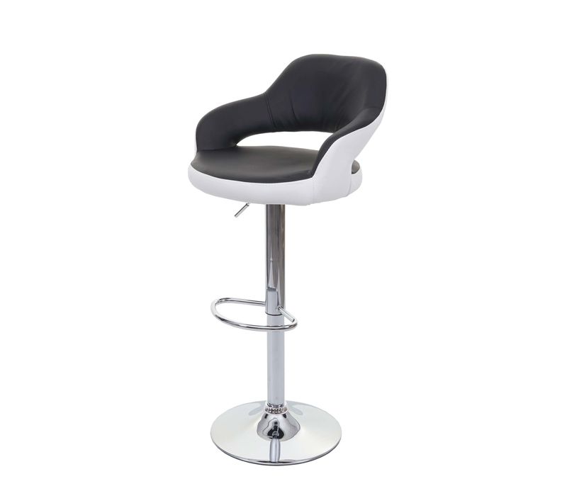 Tabouret De Bar Chaise De Bar Tabouret De Comptoir Pivotant Avec Dossier En Pvc Noir Et Blanc 04_0
