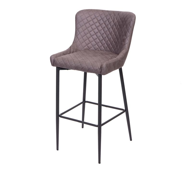 Tabouret De Bar Chaise Haute De Comptoir En Tissu Gris Foncé Design Rétro Cadre En Métal 04_000124