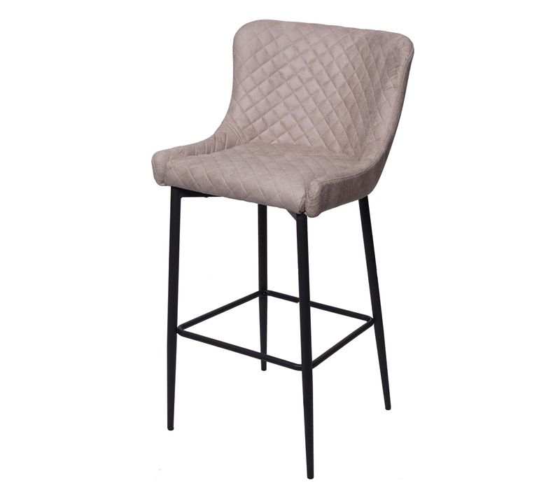 Tabouret De Bar Chaise Haute De Comptoir En Tissu Gris Design Rétro Cadre En Métal 04_0001242