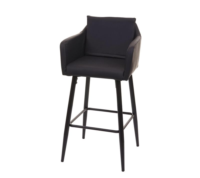 Tabouret De Bar Chaise Haute Comptoir Avec Repose-pieds En Métal Assise En Synthétique Noir Design