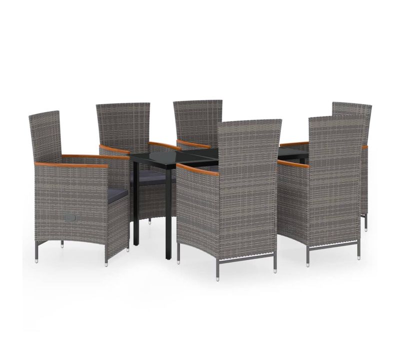 Ensemble De Salle à Manger De Jardin Meuble Extérieur Avec Coussins 7 Pièces Gris 02_