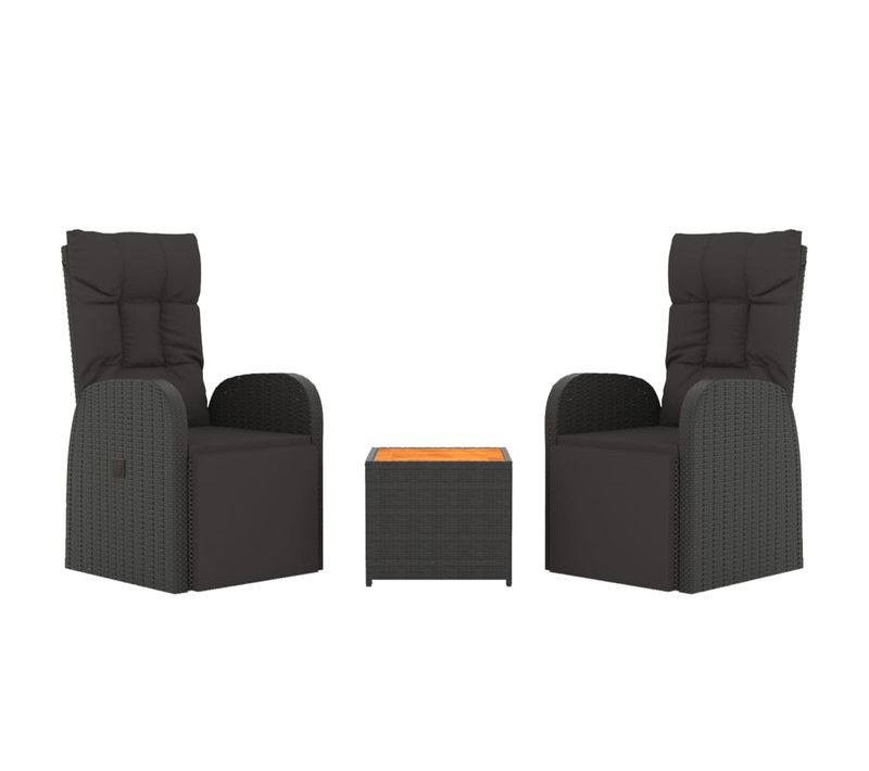 Ensemble De Salon De Jardin Meuble D'extérieur Ensemble De Mobilier 3 Pièces Noir Pol