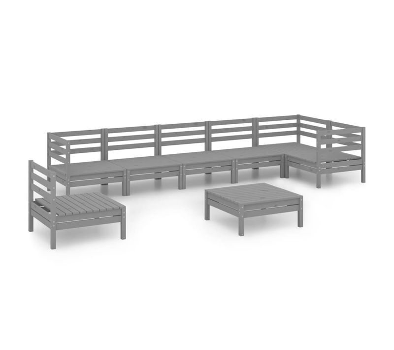 Salon De Jardin Meuble D'extérieur Ensemble De Mobilier 8 Pièces Bois De Pin Massif G