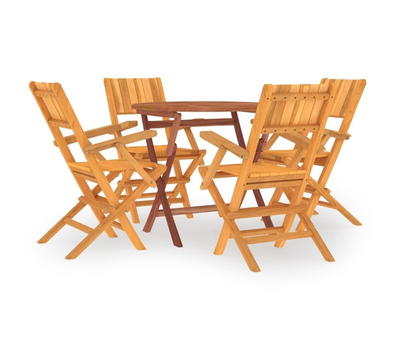 Ensemble à Dîner Salon De Jardin Meuble D'extérieur 5 Pièces Bois De Teck Massif 02_0