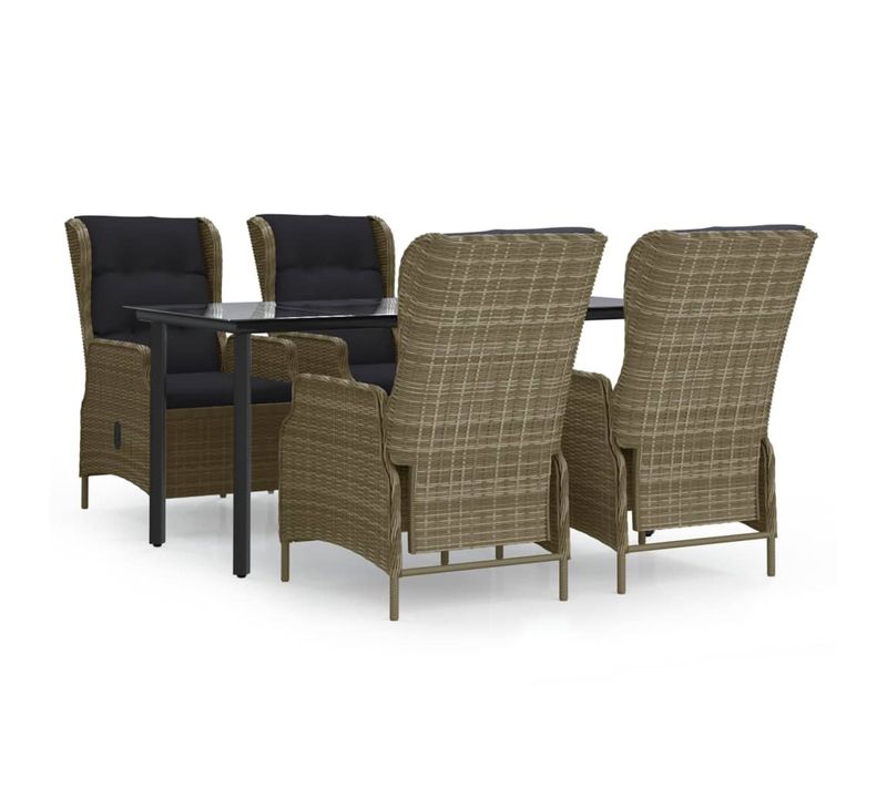 Ensemble à Dîner Salon De Jardin Meuble D'extérieur 5 Pièces Marron Résine Tressée 02