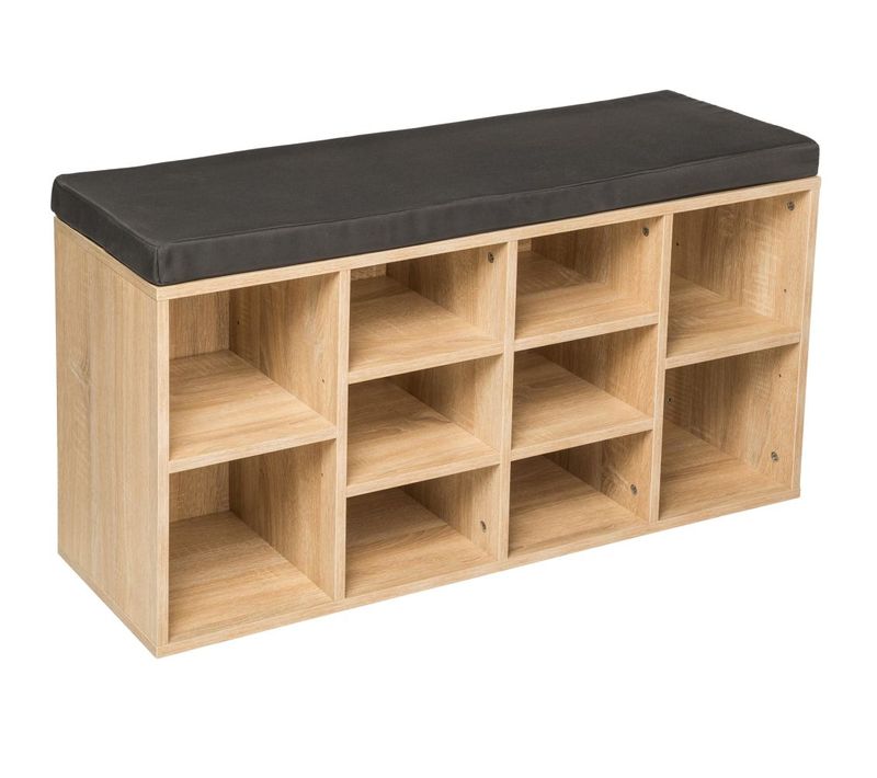 Meuble à Chaussures Étagère Meuble Banc Gris Foncé/marron Chêne Clair 2008145
