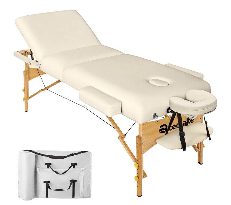 Table De Massage Pliante 3 Zones - 10 Cm D'épaisseur + Housse Beige 2008136