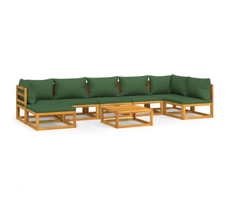 Salon De Jardin Meuble D'extérieur Ensemble De Mobilier 8 Pièces Avec Coussins Vert B