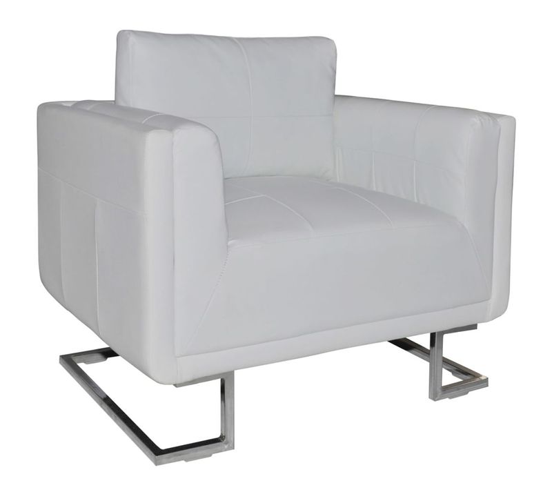 Fauteuil Chaise Siège Lounge Design Club Sofa Salon Cube Avec Pieds Chromés Cuir