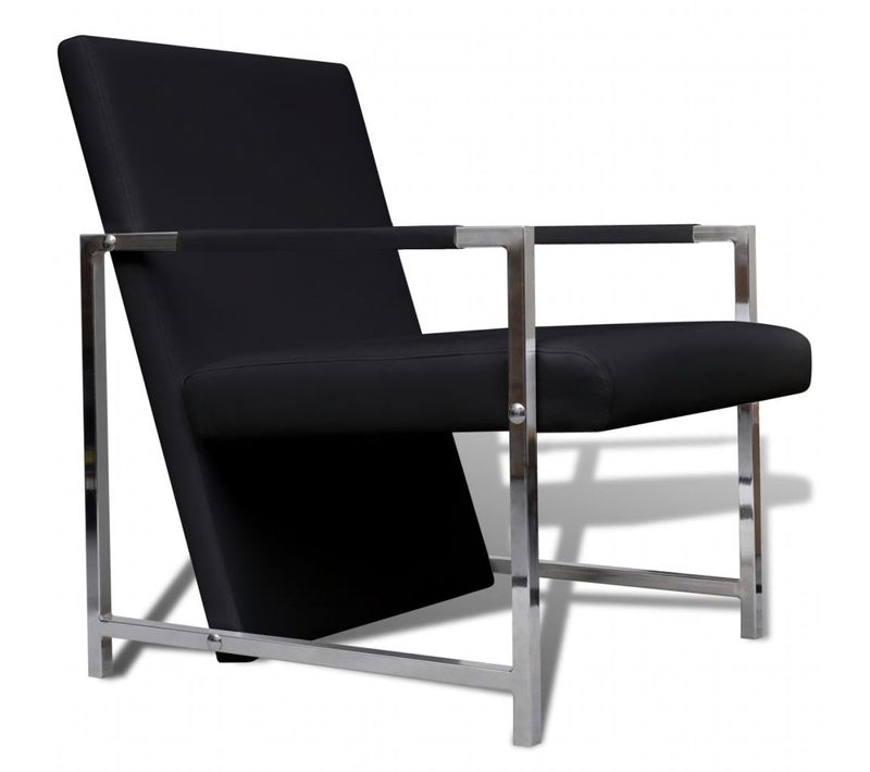Fauteuil Chaise Siège Lounge Design Club Sofa Salon Avec Pieds Chromés Synthétique No