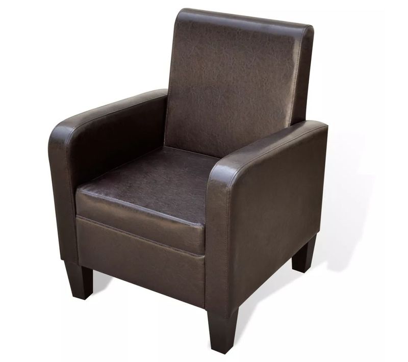 Fauteuil Chaise Siège Lounge Design Club Sofa Salon Cuir Artificiel Marron 1102056/3