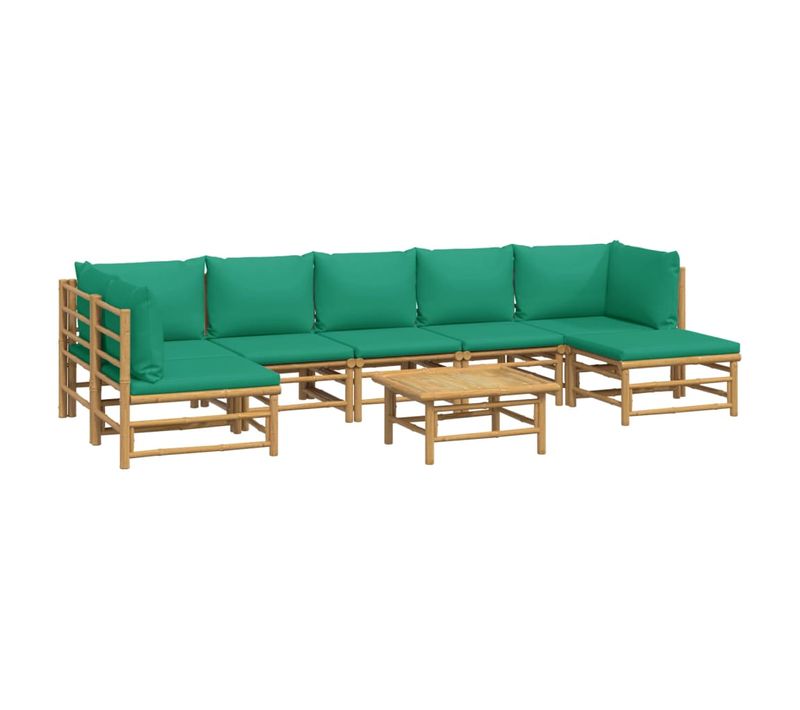 Salon De Jardin Meuble D'extérieur Ensemble De Mobilier 8 Pièces Avec Coussins Vert B