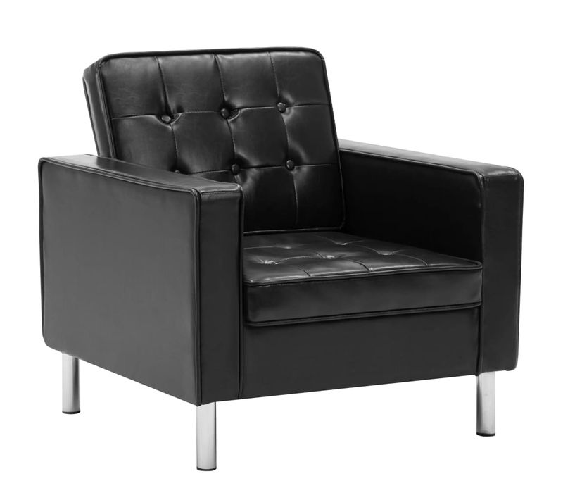 Fauteuil Chaise Siège Lounge Design Club Sofa Salon Revêtement Synthétique Noir 1102
