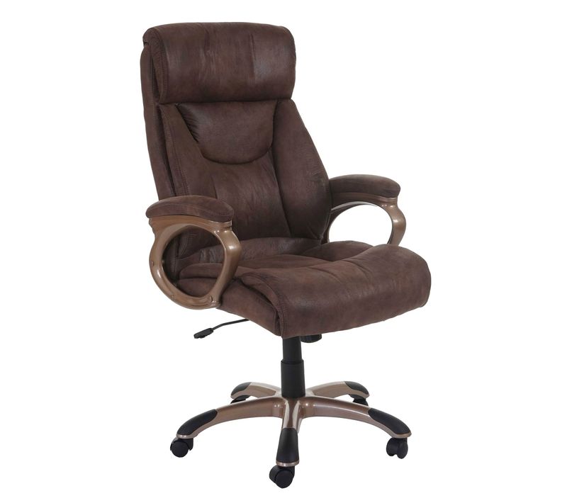 Fauteuil Chaise De Bureau Sur Roulettes Pivotante Design Vintage Aspect Daim Taupe-marron 04_00017