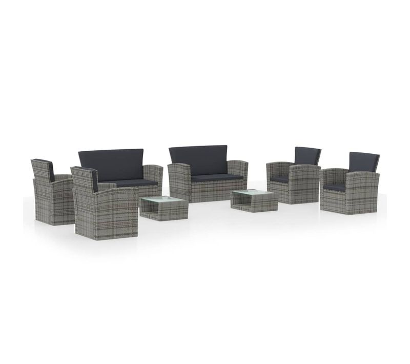 Salon De Jardin Meuble D'extérieur Ensemble De Mobilier 8 Pièces Avec Coussins Résine