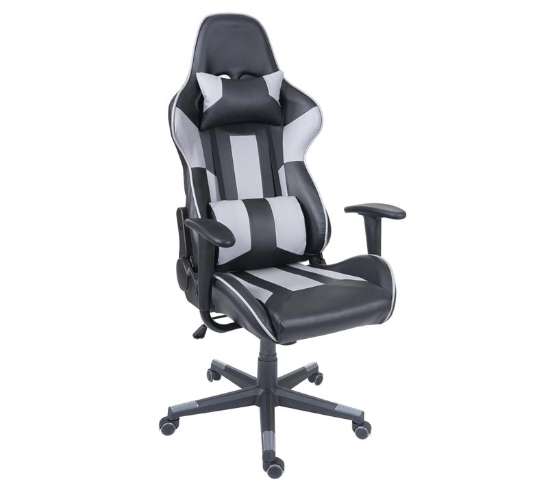 Fauteuil Chaise De Bureau Gamer Sur Roulettes Mécanisme De Bascule En Synthétique Noir / Gris 04_0