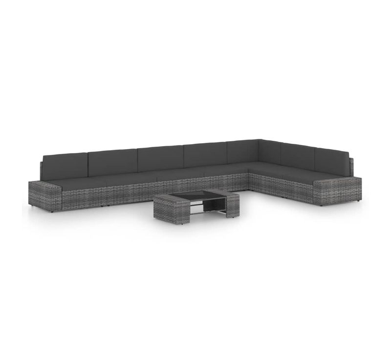 Salon De Jardin Meuble D'extérieur Ensemble De Mobilier 8 Pièces Avec Coussins Gris R