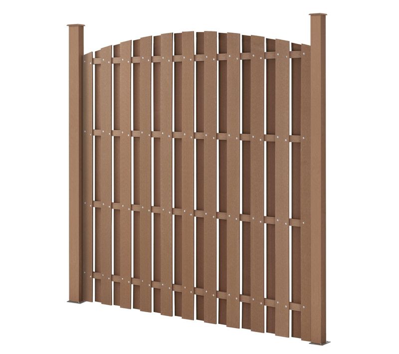 Clôture En Plein Cintre Brise Vue Brise Vent Bois Composite Wpc Brun 185 X 193 Cm 03_