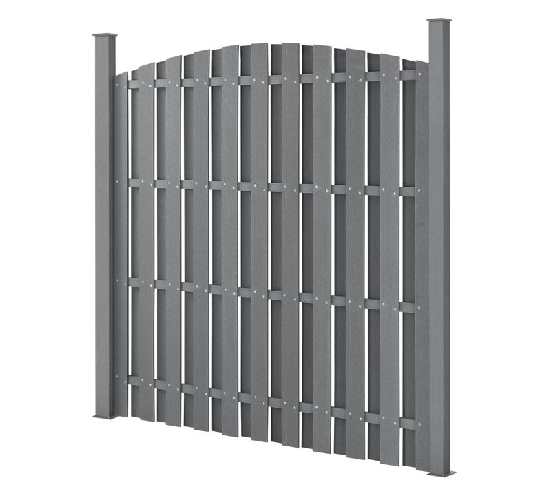 Clôture En Plein Cintre Brise Vue Brise Vent Bois Composite Wpc Gris 185 X 193 Cm 03_