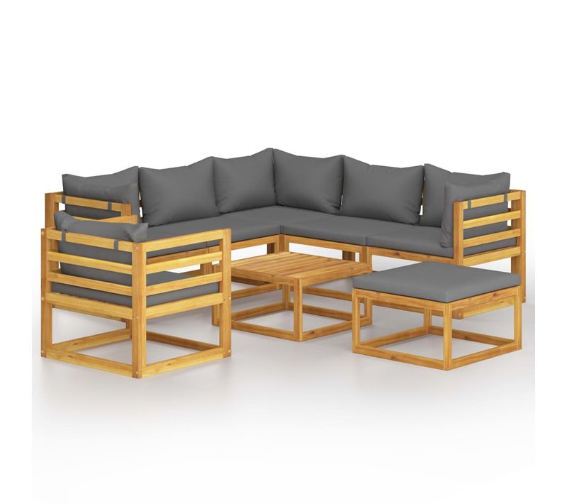 Salon De Jardin Meuble D'extérieur Ensemble De Mobilier 8 Pièces Avec Coussin Bois D'