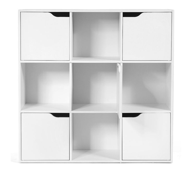 Bibliothèque De Rangement Cube De Rangement 5 Avec Portes 90 X 29 X 90 Cm Blanc 20_00