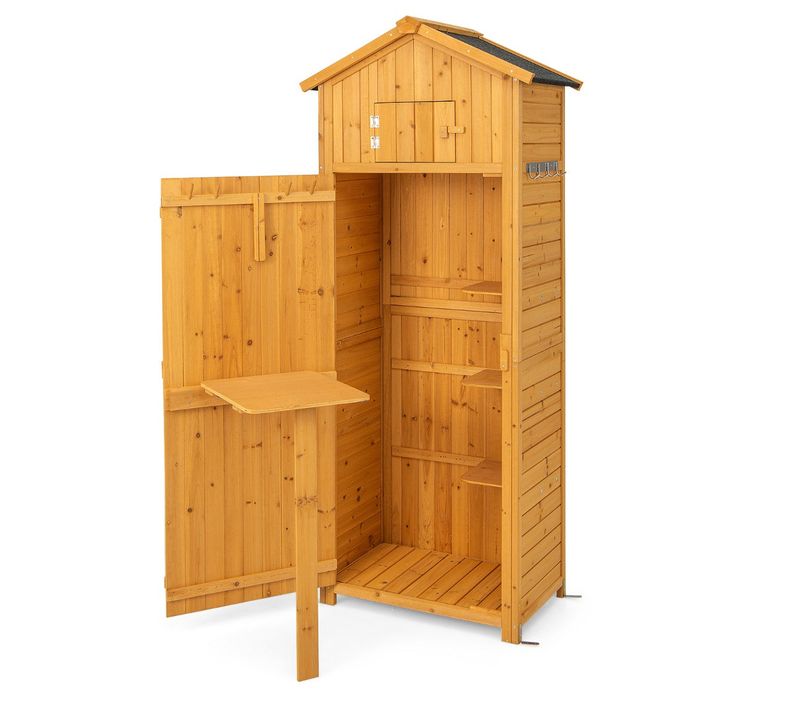 Armoire De Jardin En Bois Imperméable Avec Toit Abri De Jardin Avec Table Pliable