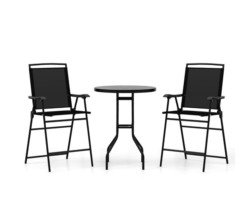 Bistrot Pour Patio 3 Pièces Table Et Chaises Pliantes De Bar De Jardin Avec Plateau D
