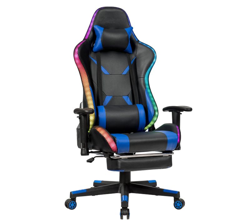 Chaise Gaming Fauteuil De Bureau Hauteur Ajustable Et Dossier Inclinable Repose Pieds